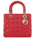 Medium Lady Dior, &pound;2,700, Handbags, Red, Leather, Front view